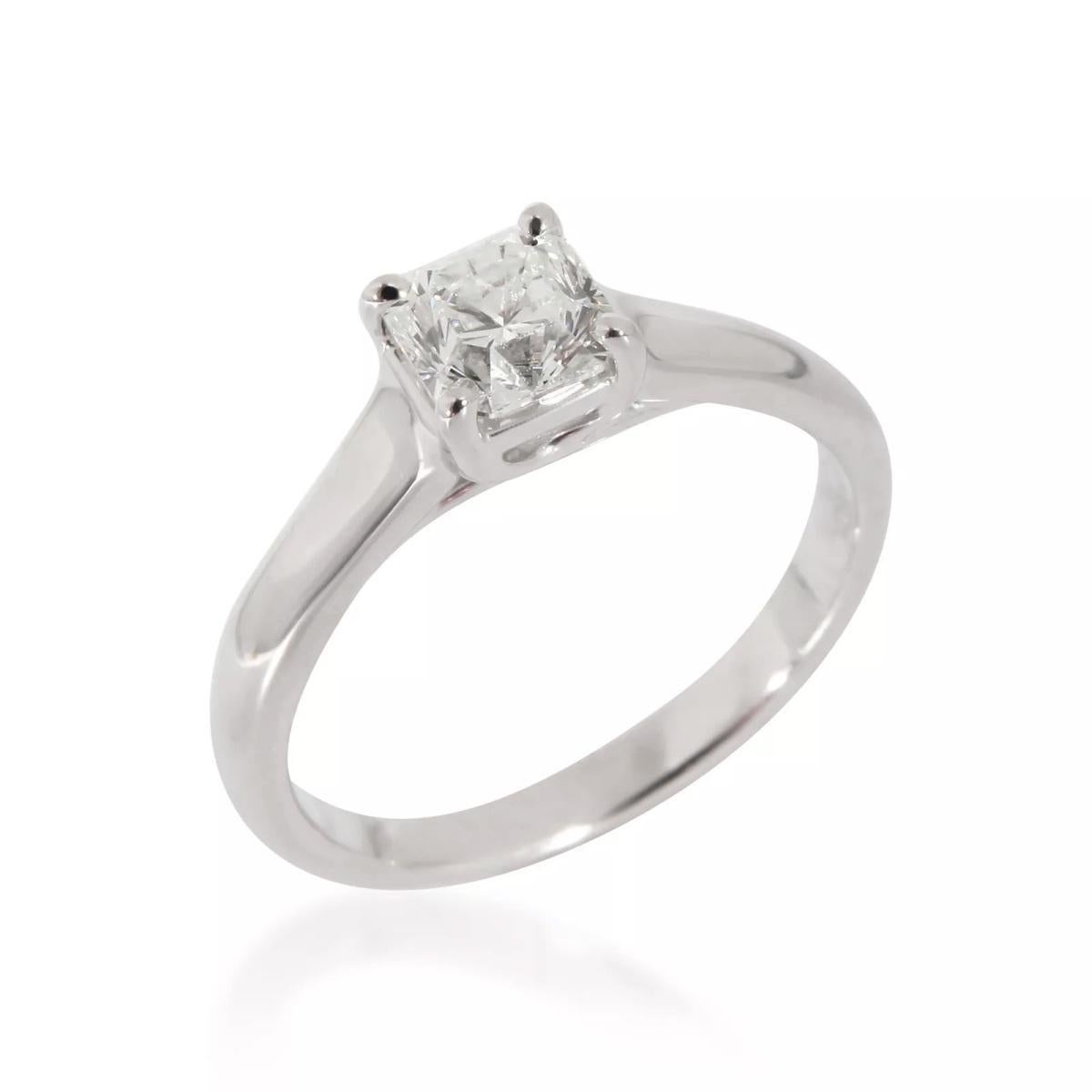 TIFFANY & Co. Platin .63 Karat Lucida Diamant Verlobungsring 6 (Carréeschliff)
