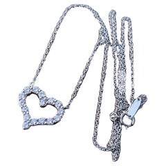 Tiffany & Co. Collier en platine avec pendentif en forme de cœur ouvert et diamant de 0,64ct 4,5g 17" Box