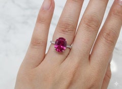Tiffany & Co Platinum 6.92 Carat Oval Rubellite Tourmaline Diamond Ring