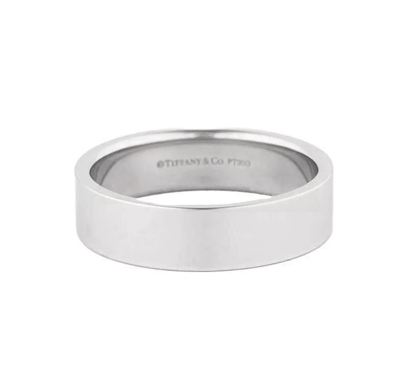 TIFFANY & Co. Platinum 6mm Essential Flat Band Ring 10

Metal: Platinum 
Size: 10
Band Width: 6mm
Weight: 12.10 grams
Hallmark: ©TIFFANY&CO. PT950
Condition: Excellent condition, like new 

Limited edition, no longer available for sale in Tiffany