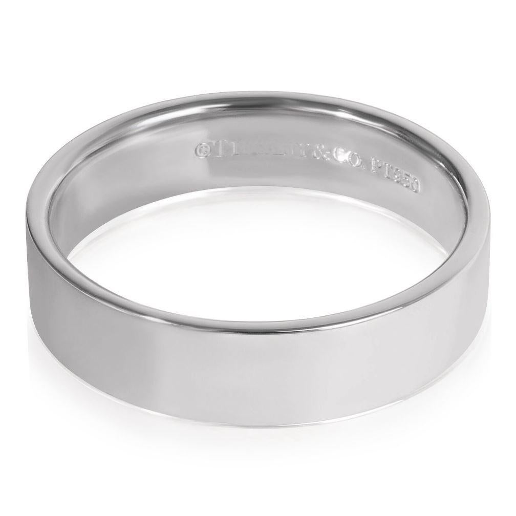Women's or Men's TIFFANY & Co. Platinum 6mm Essential Flat Band Ring 8.5 For Sale