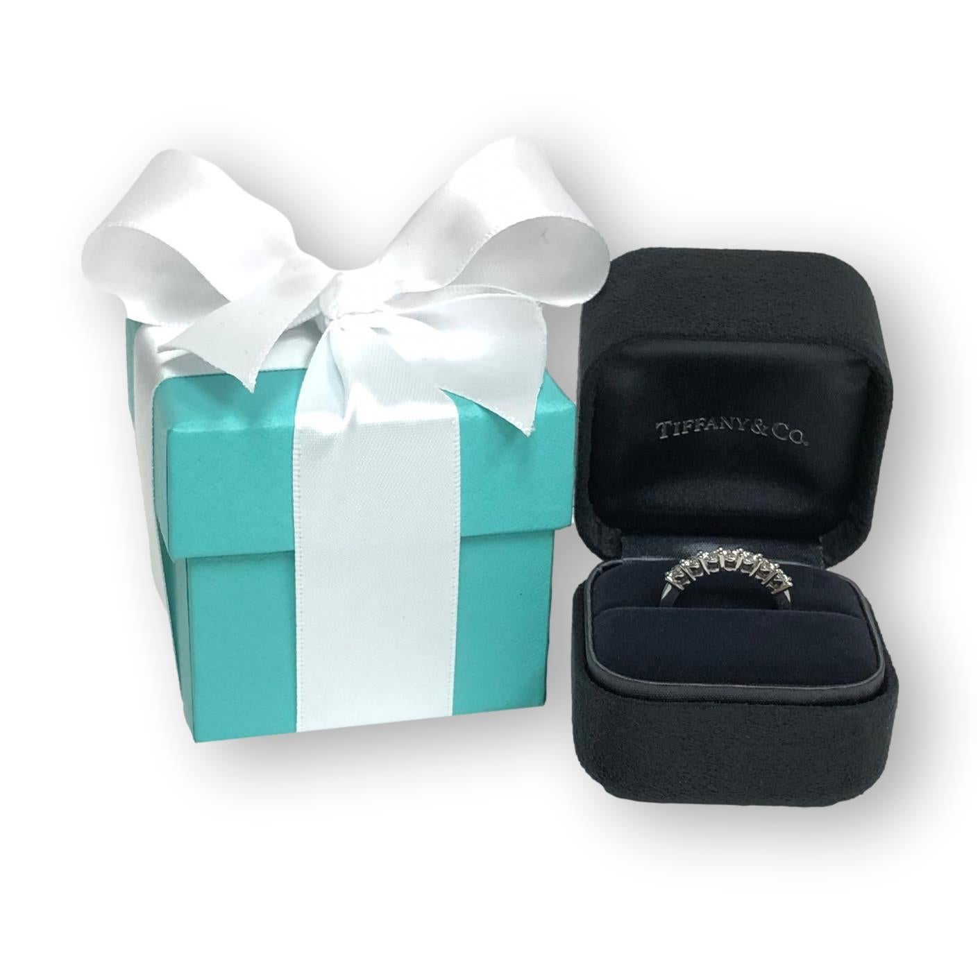 Tiffany & Co. Platinum 7 Stone Embrace Half Circle Diamond Wedding Band Rin In Excellent Condition In New York, NY
