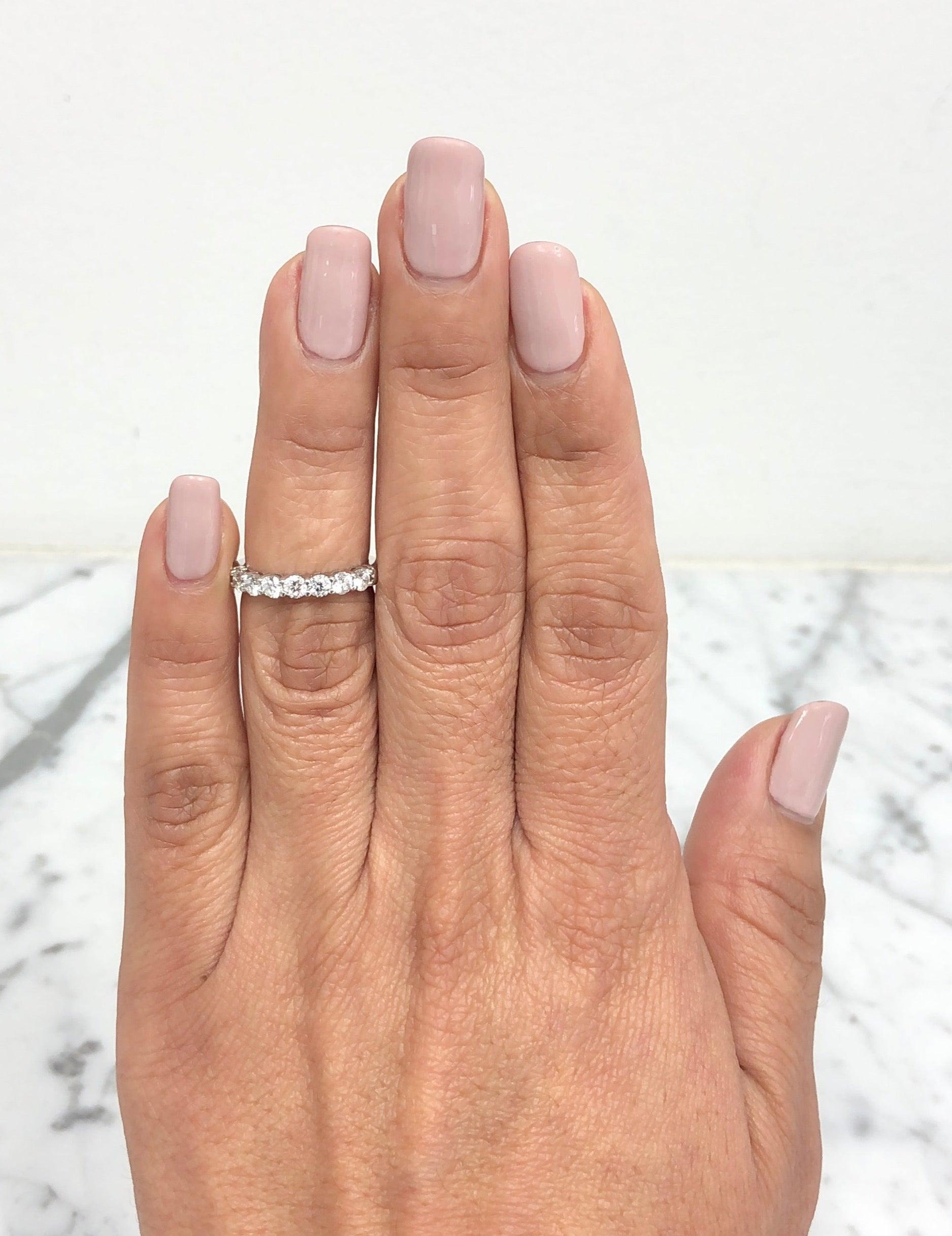 Round Cut Tiffany & Co. Platinum 7 Stone Embrace Half Circle Diamond Band Ring .57 ct Size