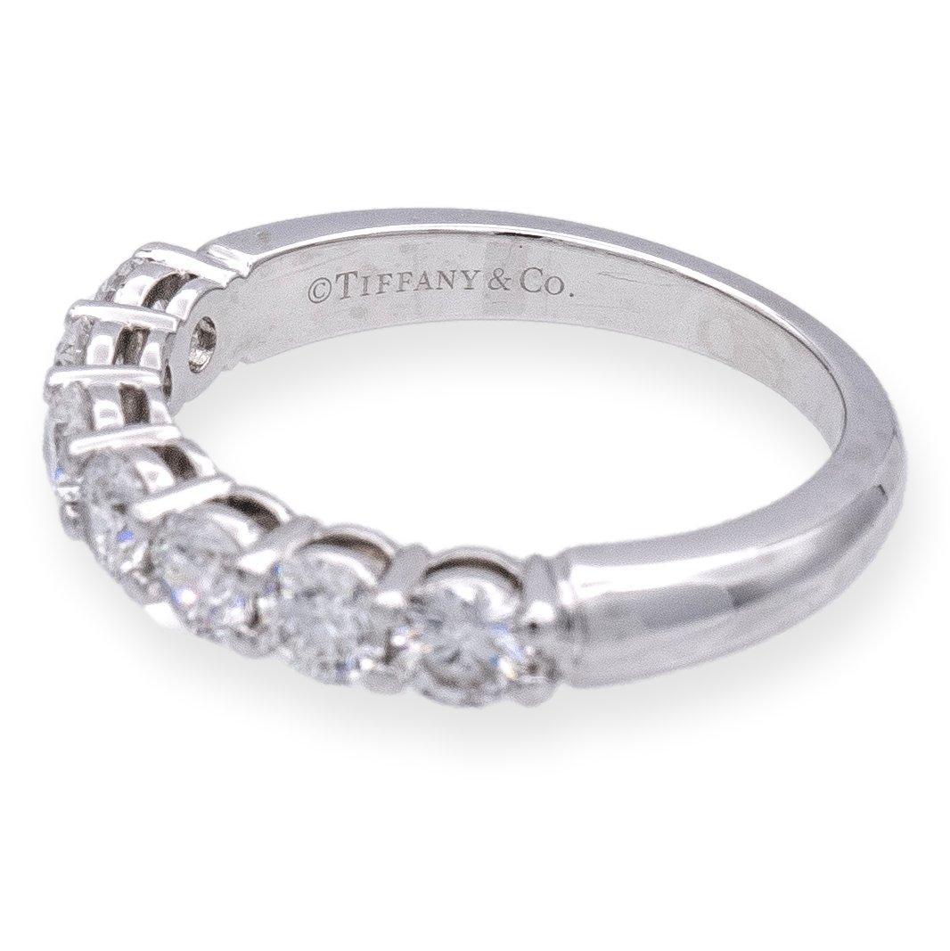 Brilliant Cut Tiffany & Co. Platinum 7 Stone Forever Half Circle .91ct Diamond Band Ring 3.5mm