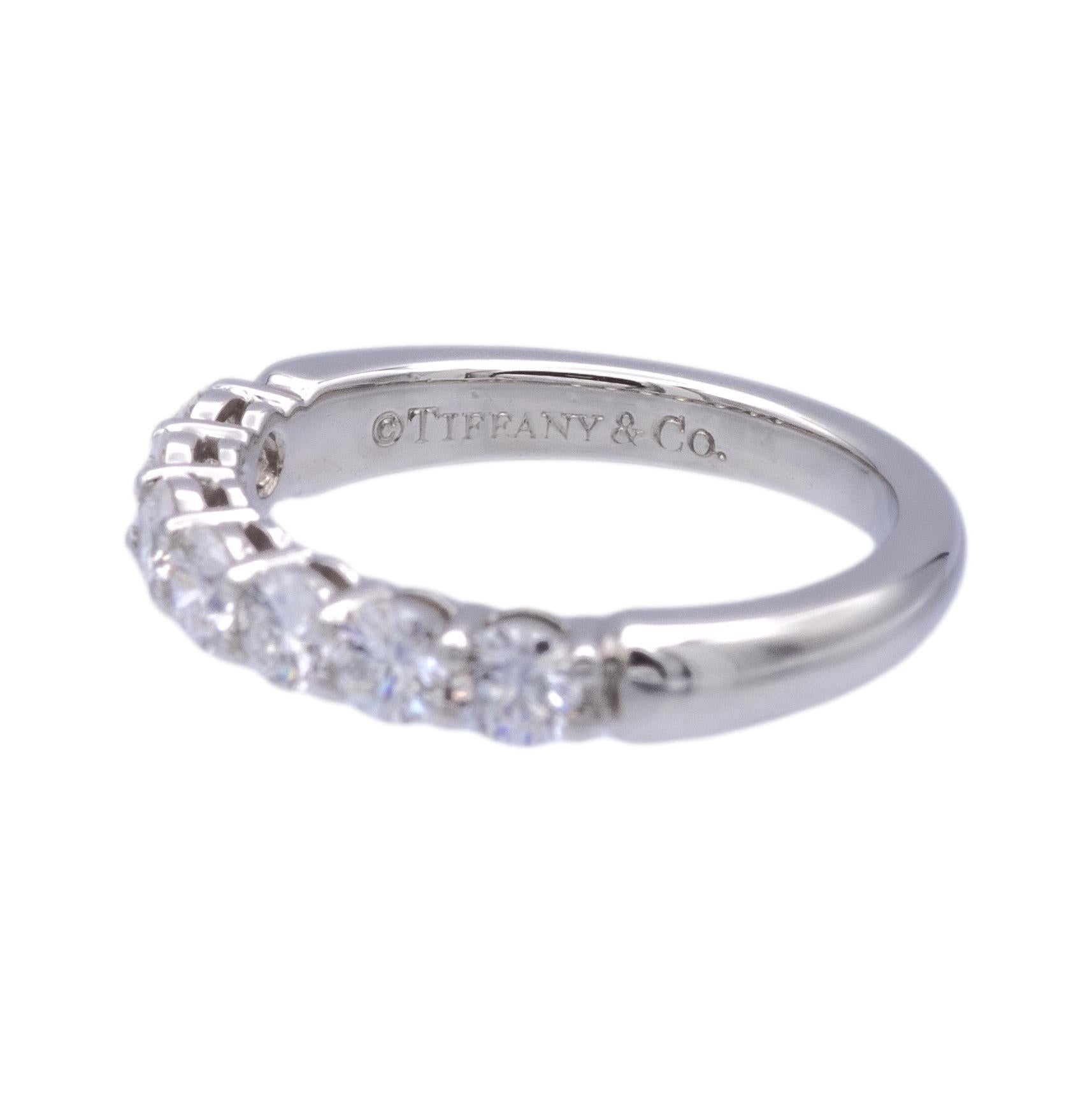 Modern Tiffany & Co. Platinum 7 Stone Forever Half Circle Diamond Band Ring .57ct TW For Sale