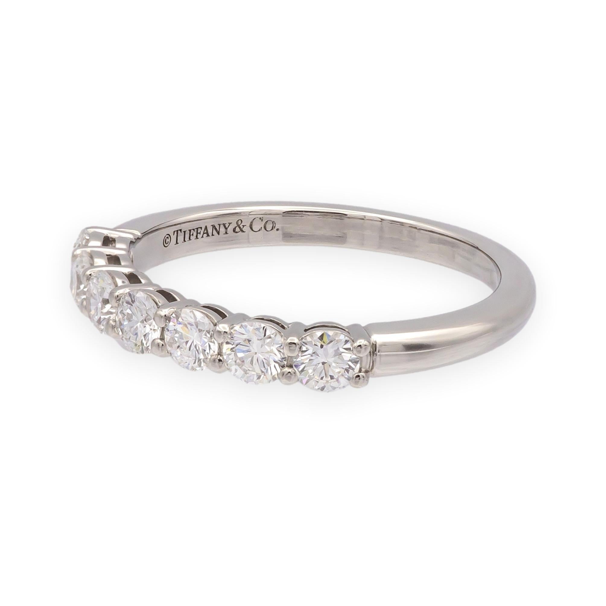 Contemporary Tiffany & Co. Platinum 7 Stone Forever Half Circle Diamond Band Ring .57ct TW For Sale