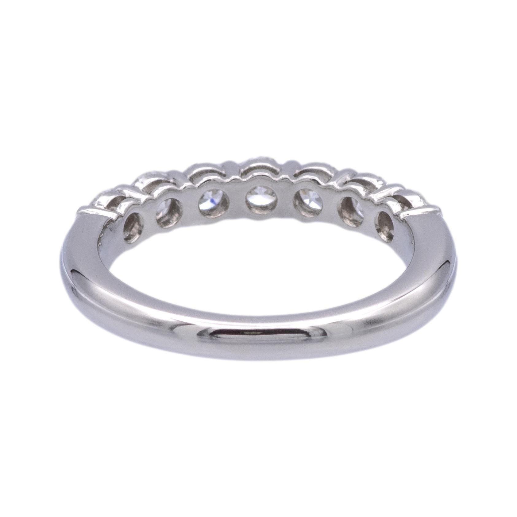 Taille brillant Tiffany & Co. Bague en platine 7 pierres Forever Half Circle Diamond Ring .57ct TW en vente