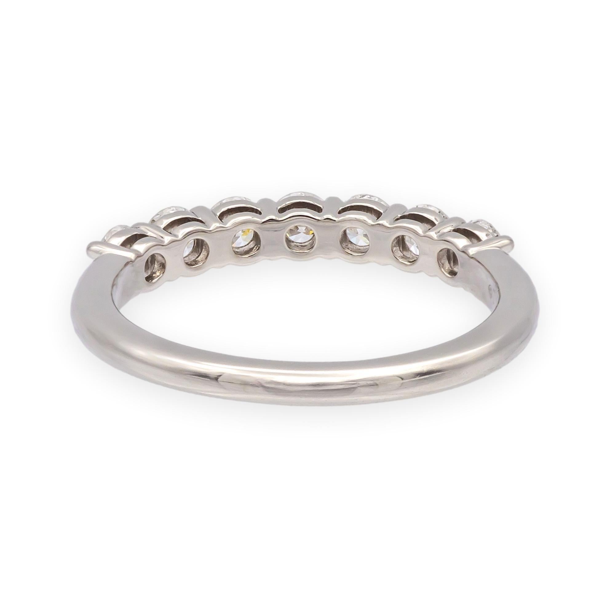 Brilliant Cut Tiffany & Co. Platinum 7 Stone Forever Half Circle Diamond Band Ring .57ct TW For Sale