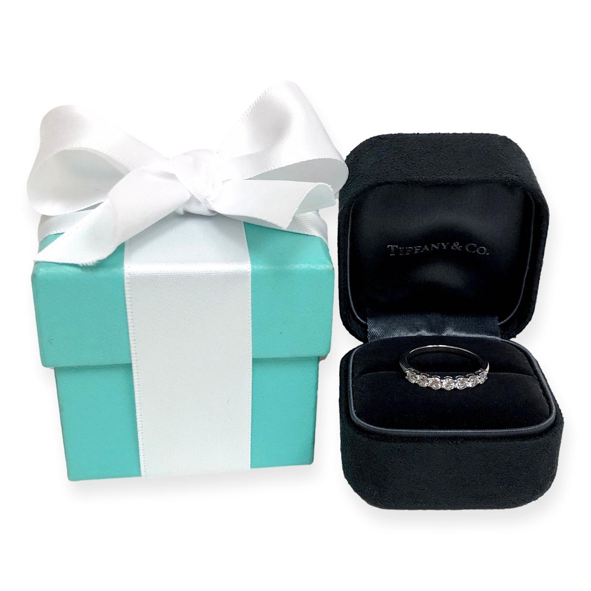 Tiffany & Co. Platinum 7 Stone Forever Half Circle Diamond Band Ring .57ct TW For Sale 3