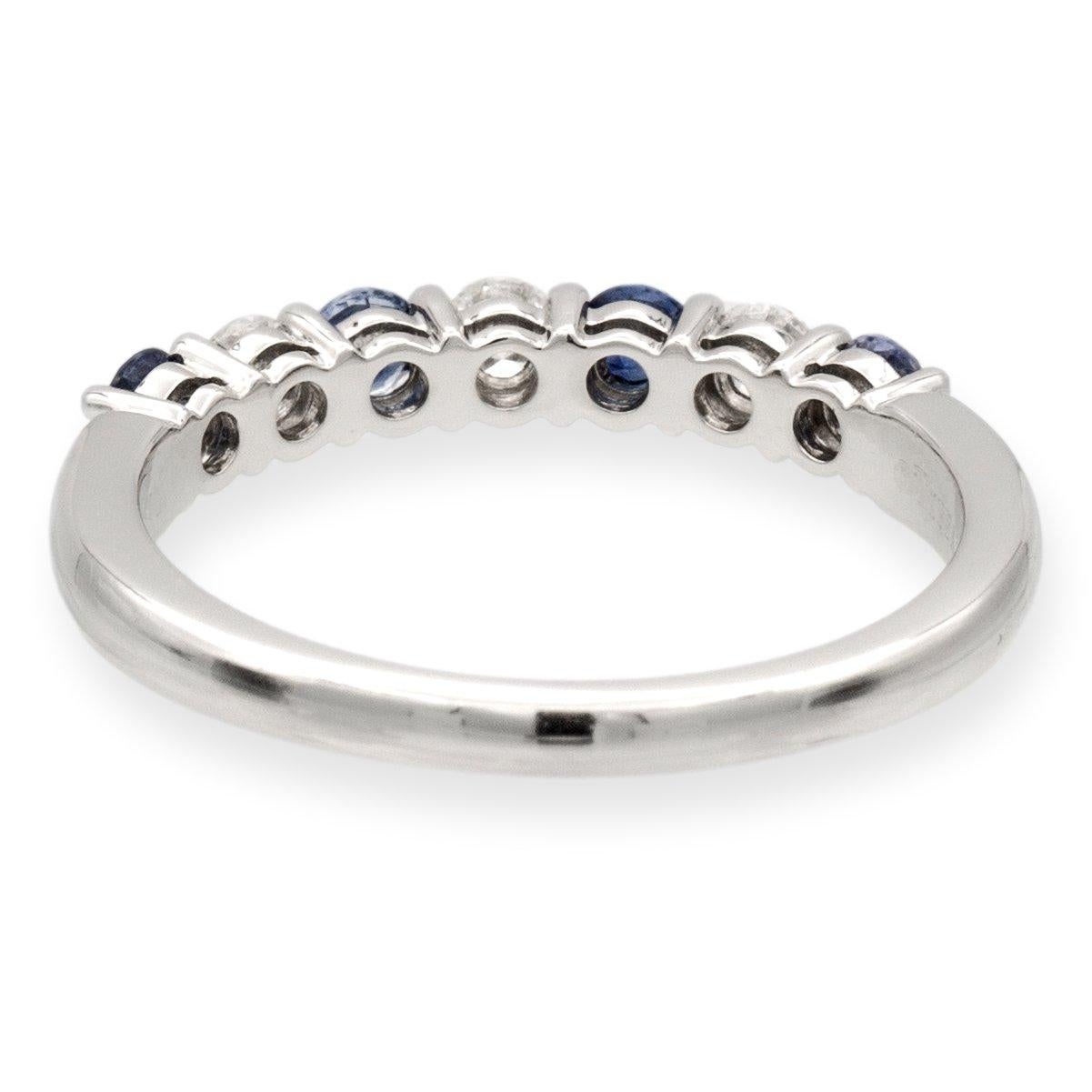 Modern Tiffany & Co. Platinum 7 Stone Forever Half Circle Diamond Sapphire Band Ring