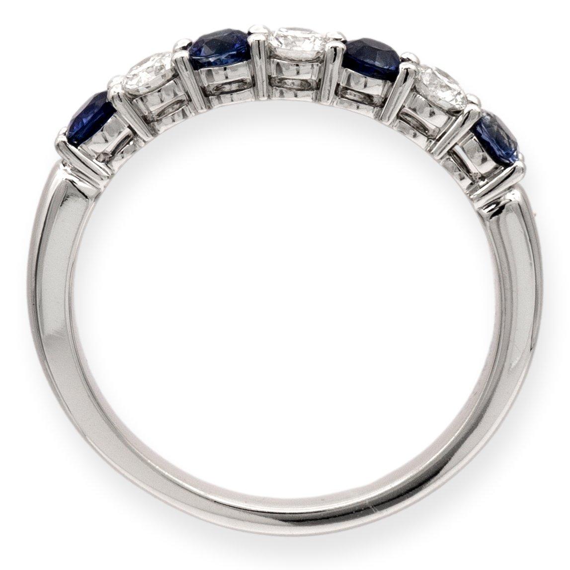 Tiffany & Co. Platinum 7 Stone Forever Half Circle Diamond Sapphire Band Ring In Excellent Condition In New York, NY