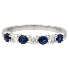 Tiffany & Co. Platin Forever Halbkreis Diamant-Saphir-Ring mit 7 Steinen
