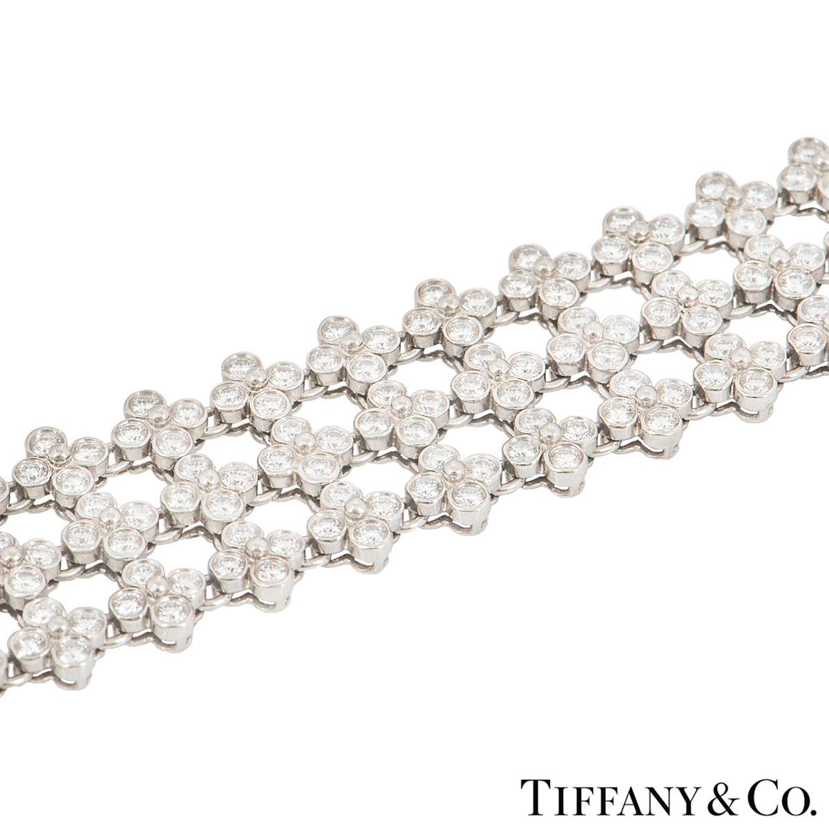 Tiffany & Co. Platinum 7.00 Carats Diamonds Lace Bracelet  In Excellent Condition In London, GB