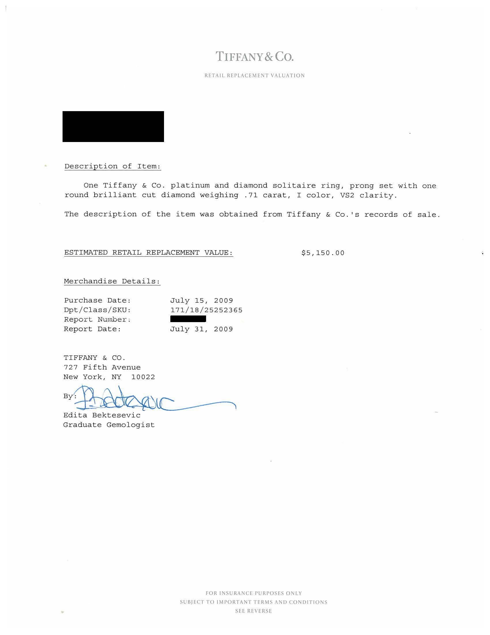 Tiffany & Co. Anello di fidanzamento solitario con diamante rotondo in platino da 0,71 ct I VS2 in vendita 4