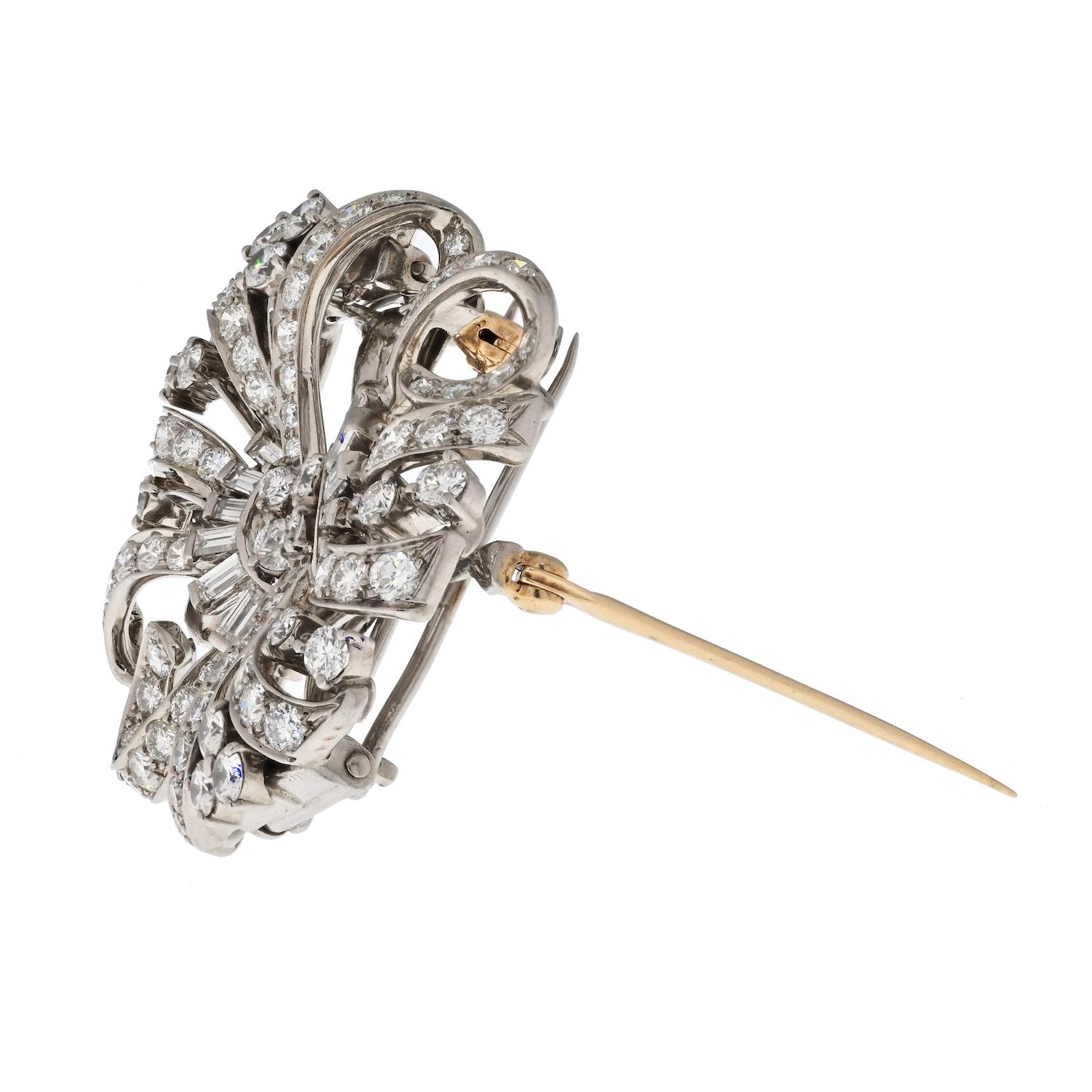 Moderne Tiffany & Co. Broche double clip en platine avec diamant 7,20cttw en vente