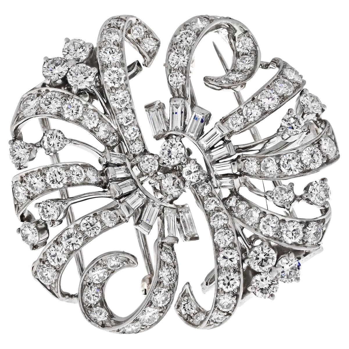 Tiffany & Co. Broche double clip en platine avec diamant 7,20cttw