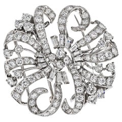 Vintage Tiffany & Co. Platinum 7.20cttw Diamond Double Clip Brooch