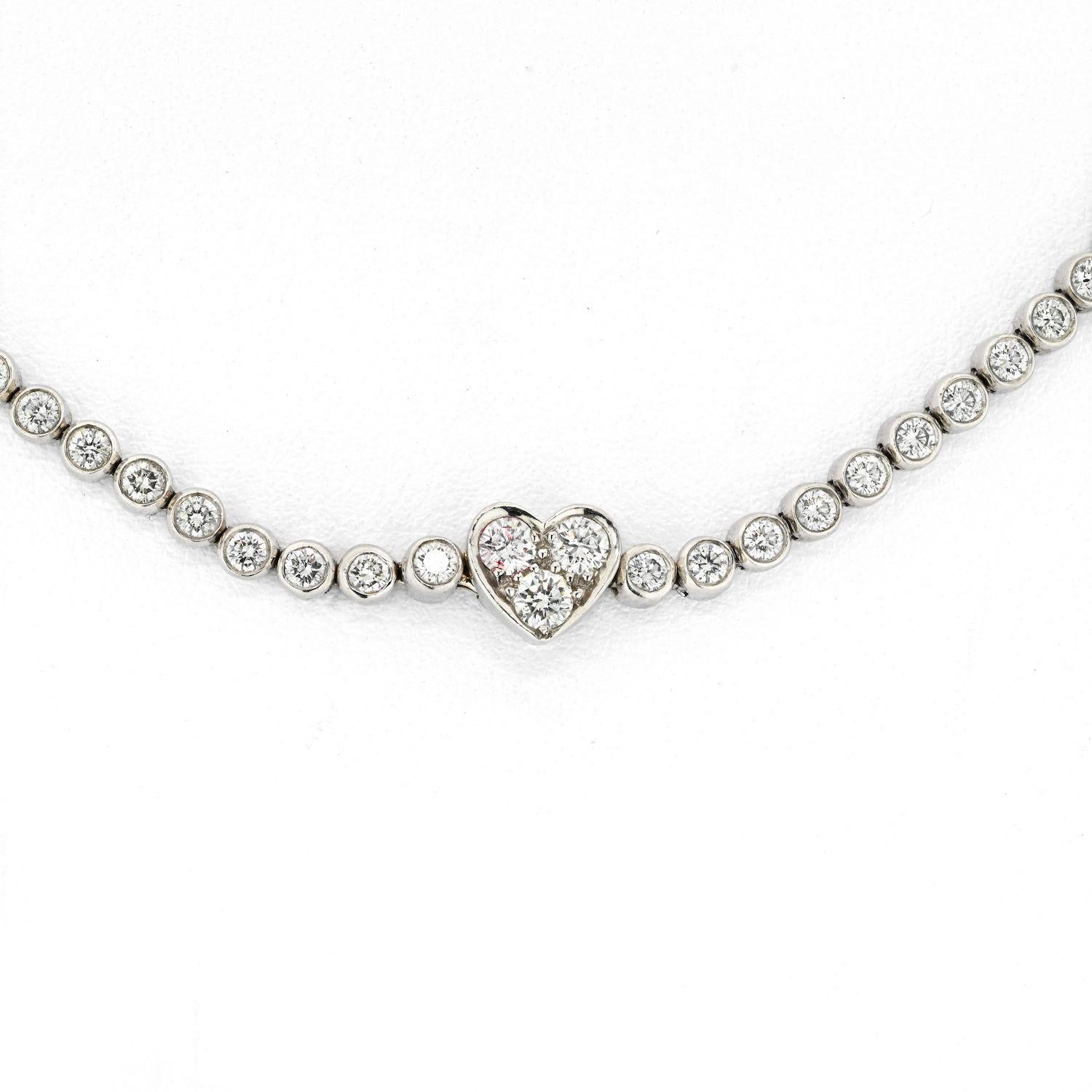 Modern Tiffany & Co. Platinum 8 Carat Bezel Set Diamond Necklace