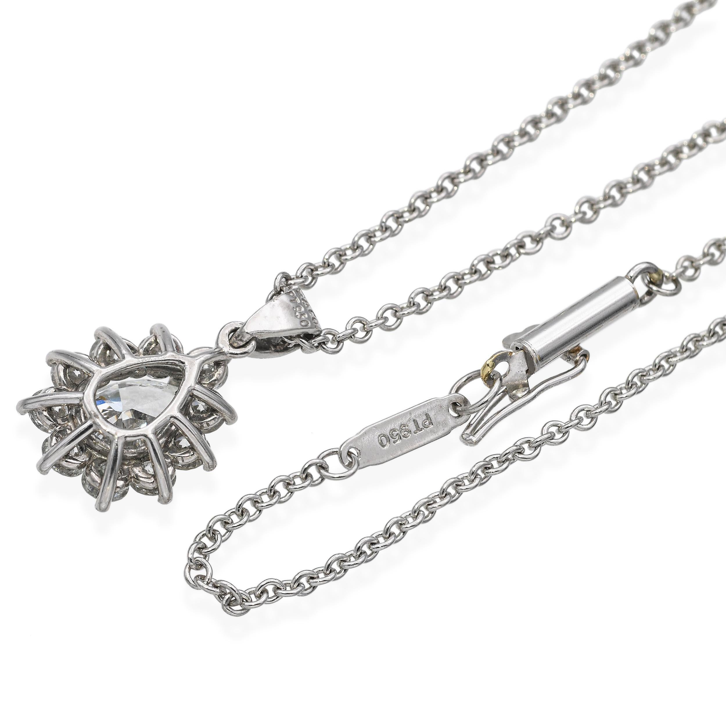 Tiffany & Co. Collier pendentif halo en platine avec diamant en forme de poire de 0,83ct G VS1 en vente 5