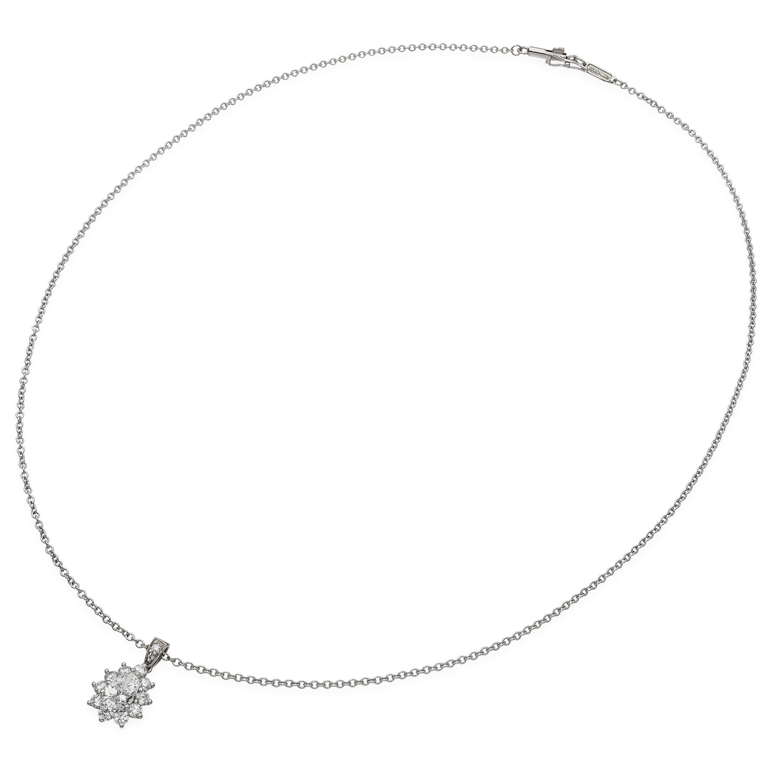 Tiffany & Co. Collier pendentif halo en platine avec diamant en forme de poire de 0,83ct G VS1 en vente 2