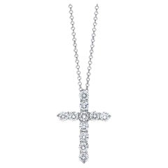 TIFFANY 
Co. Platinum .90ct Diamond Cross Pendant Necklace Medium