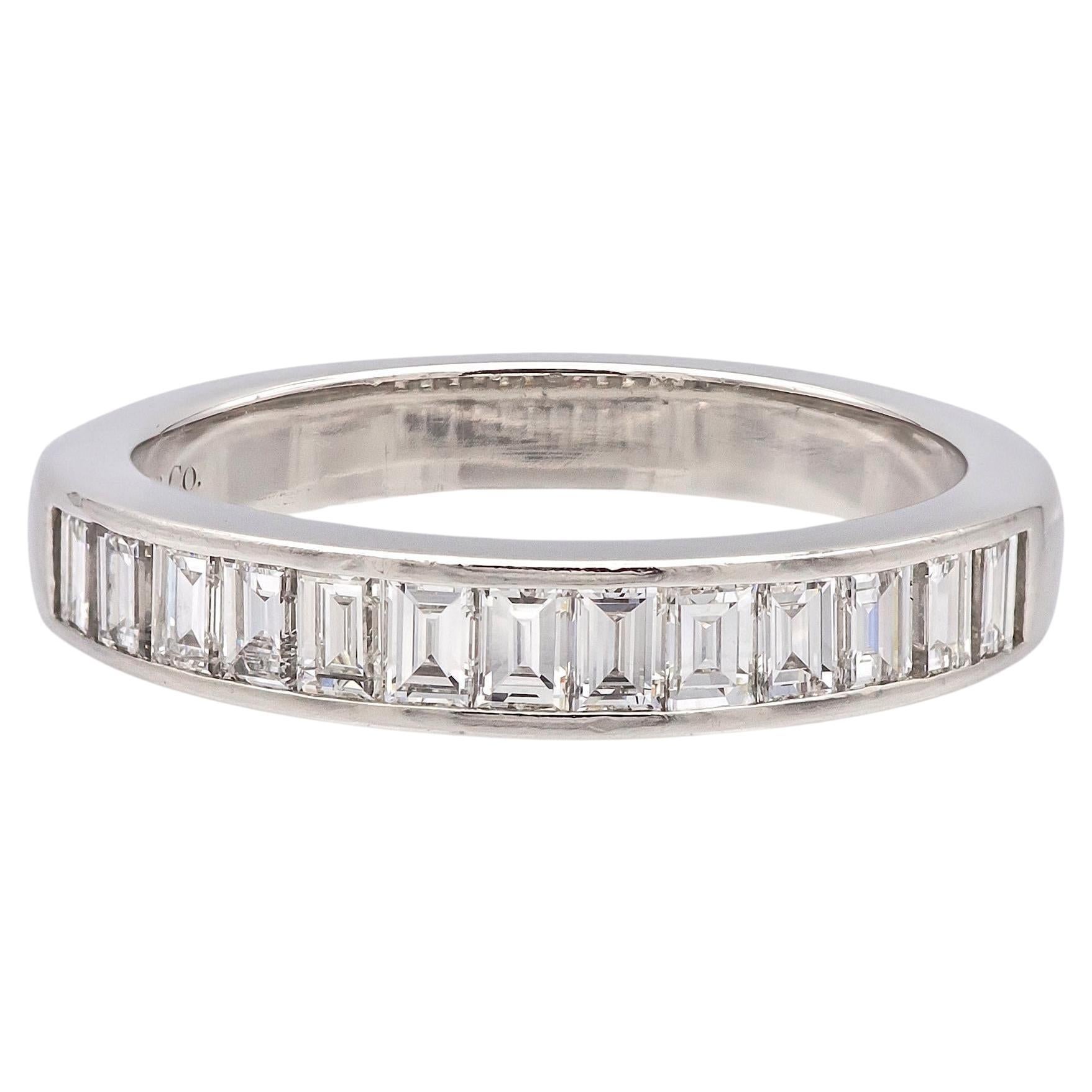 Tiffany & Co. Platinum .90ct F VS Baguette Diamond Channel Band Ring Size 8.5