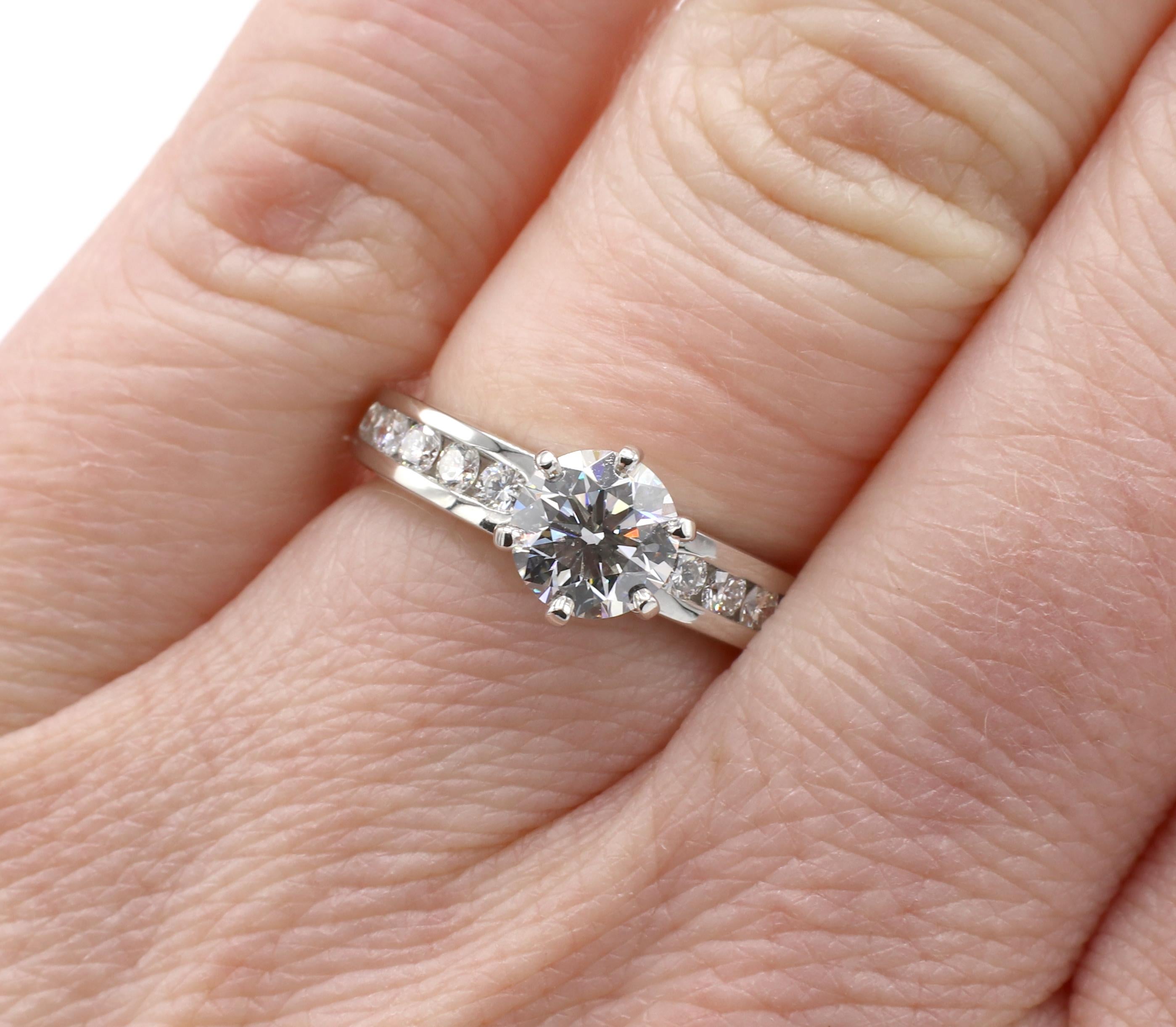 Modern Tiffany & Co. Platinum .91 Carat F VVS1 Round Brilliant Diamond Engagement Ring
