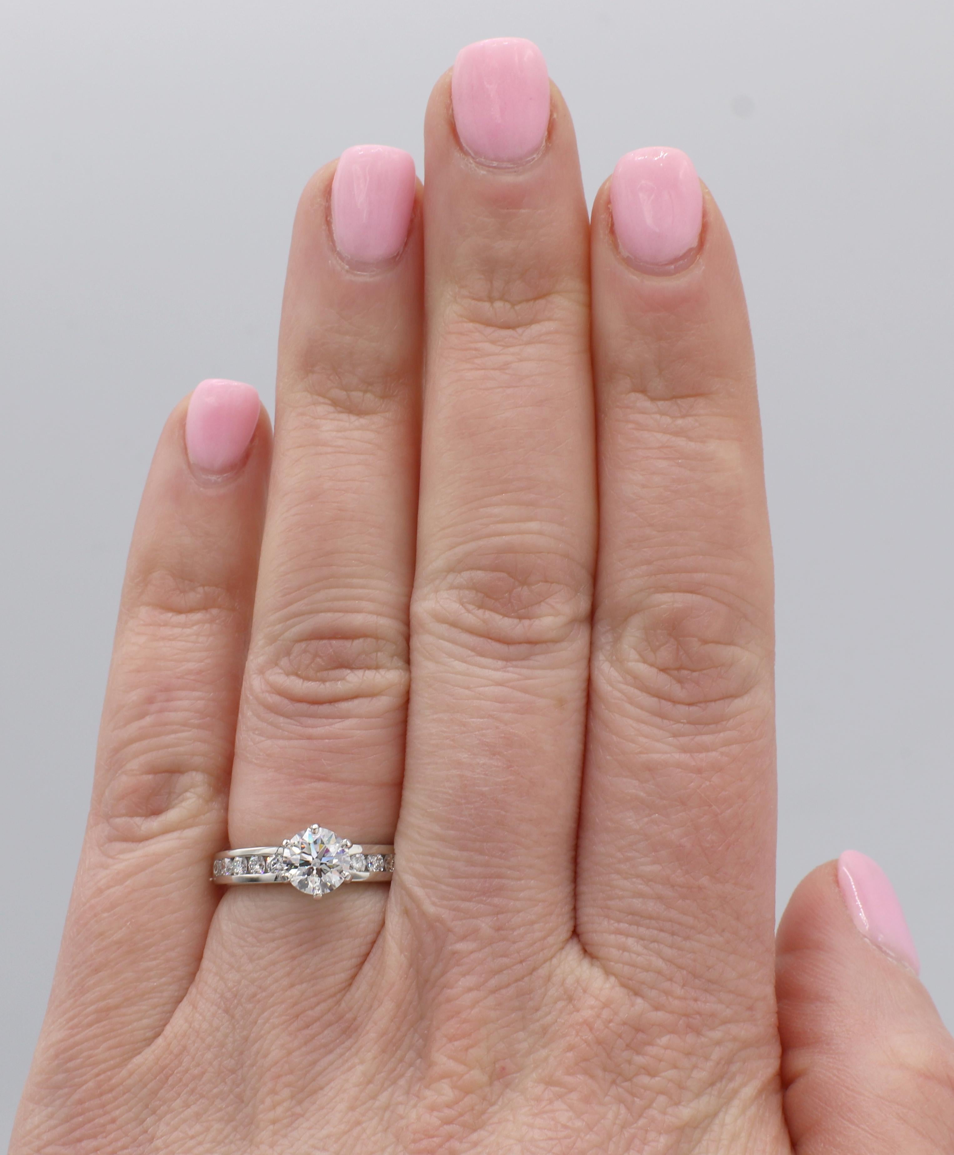 Round Cut Tiffany & Co. Platinum .91 Carat F VVS1 Round Brilliant Diamond Engagement Ring