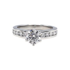 Tiffany & Co. Platinum .91 Carat F VVS1 Round Brilliant Diamond Engagement Ring