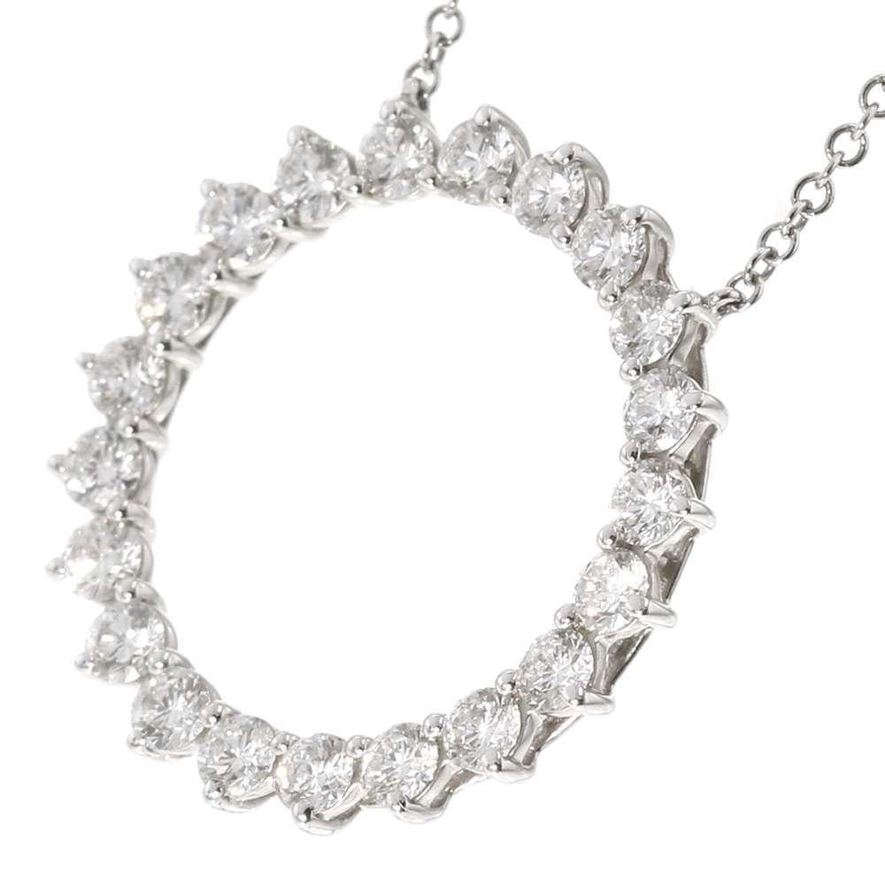 Round Cut TIFFANY & Co. Platinum .93ct Diamond Open Circle Pendant Necklace For Sale