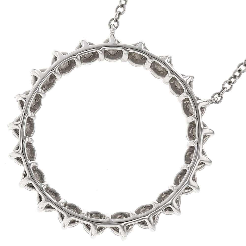 TIFFANY & Co. Platinum .93ct Diamond Open Circle Pendant Necklace In Excellent Condition For Sale In Los Angeles, CA
