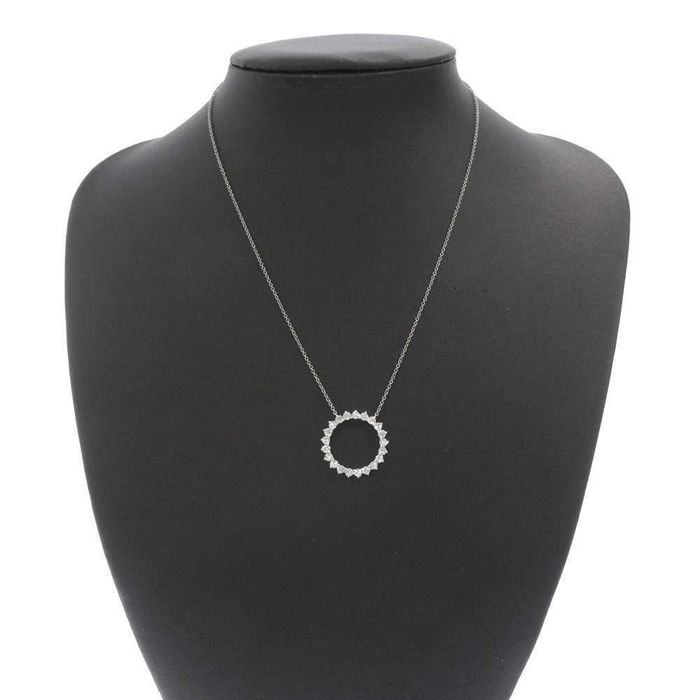 Women's TIFFANY & Co. Platinum .93ct Diamond Open Circle Pendant Necklace For Sale