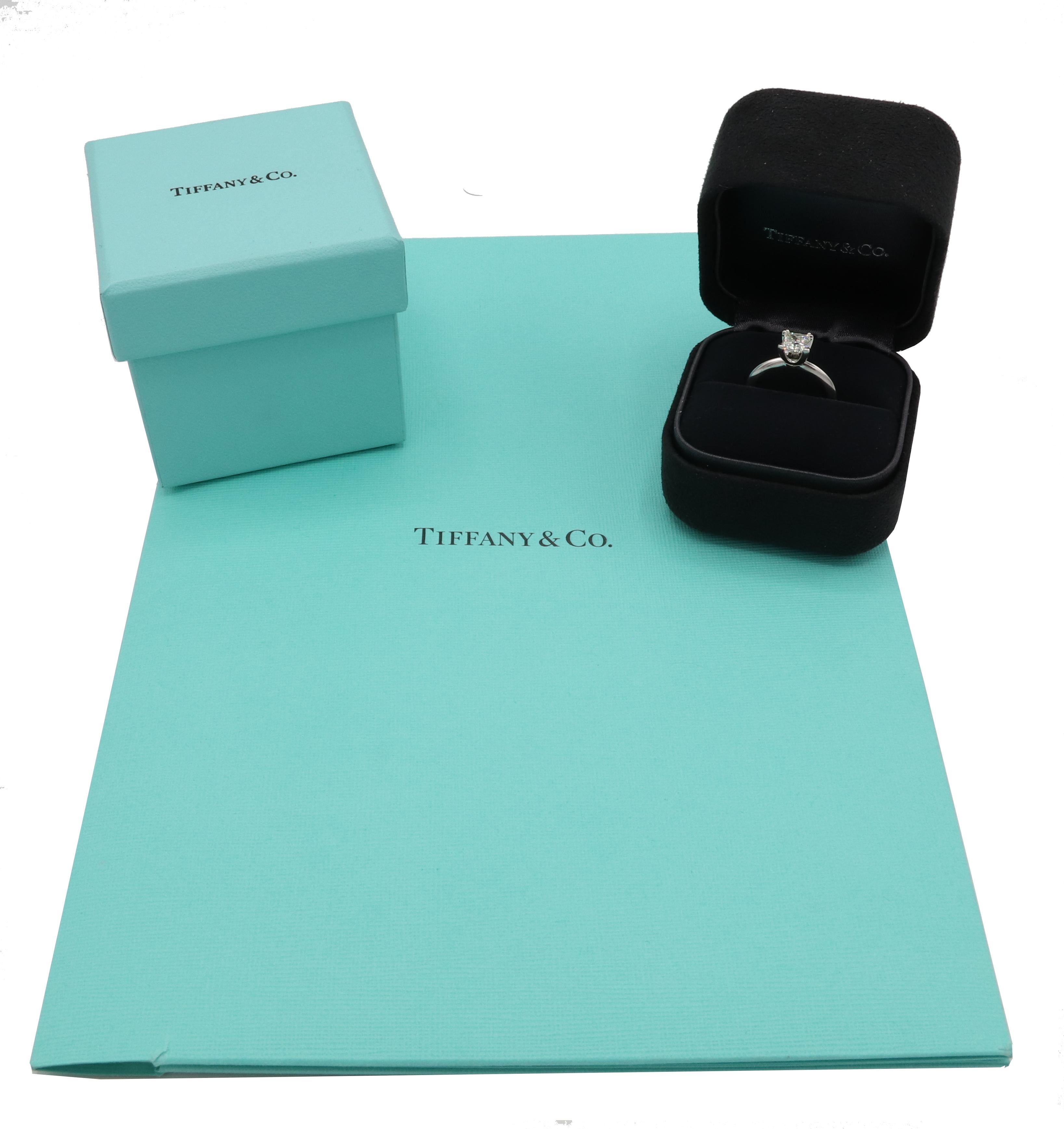 Tiffany & Co. Platinum .94 Carat Princess Cut Natural Diamond Engagement Ring  In Excellent Condition In  Baltimore, MD