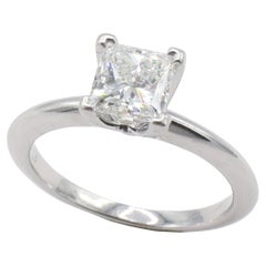 Tiffany & Co. Platinum .94 Carat Princess Cut Natural Diamond Engagement Ring 
