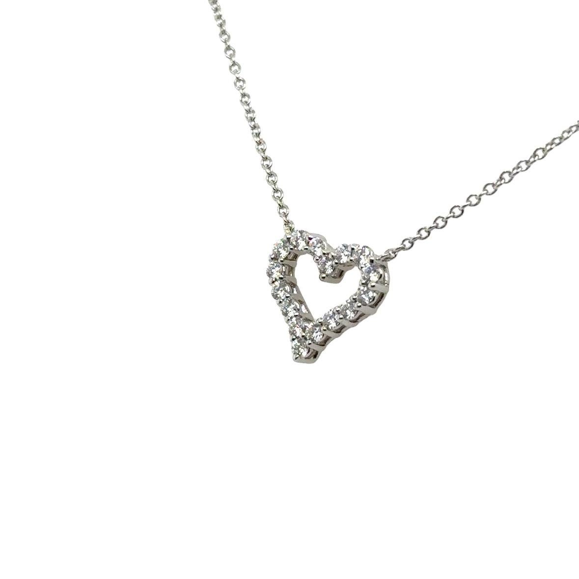 Contemporary Tiffany & Co. Platinum 950 Diamond Heart Pendant Necklace 0.25 Carat For Sale