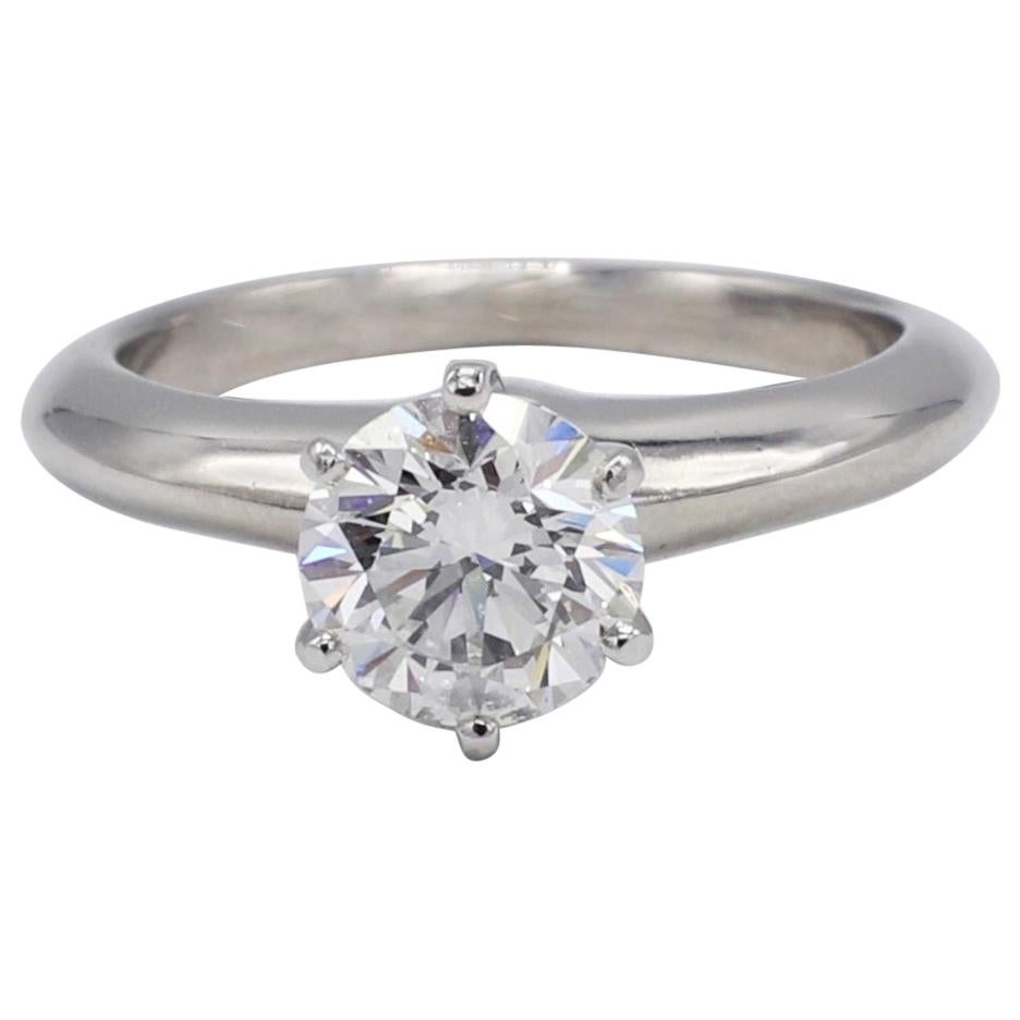 Tiffany & Co. Platinum .99 Carat Solitaire Round Diamond Engagement Ring
