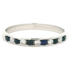 Tiffany & Co. Platinum Alternating Channel Sapphire Diamond Stackable Band w Box