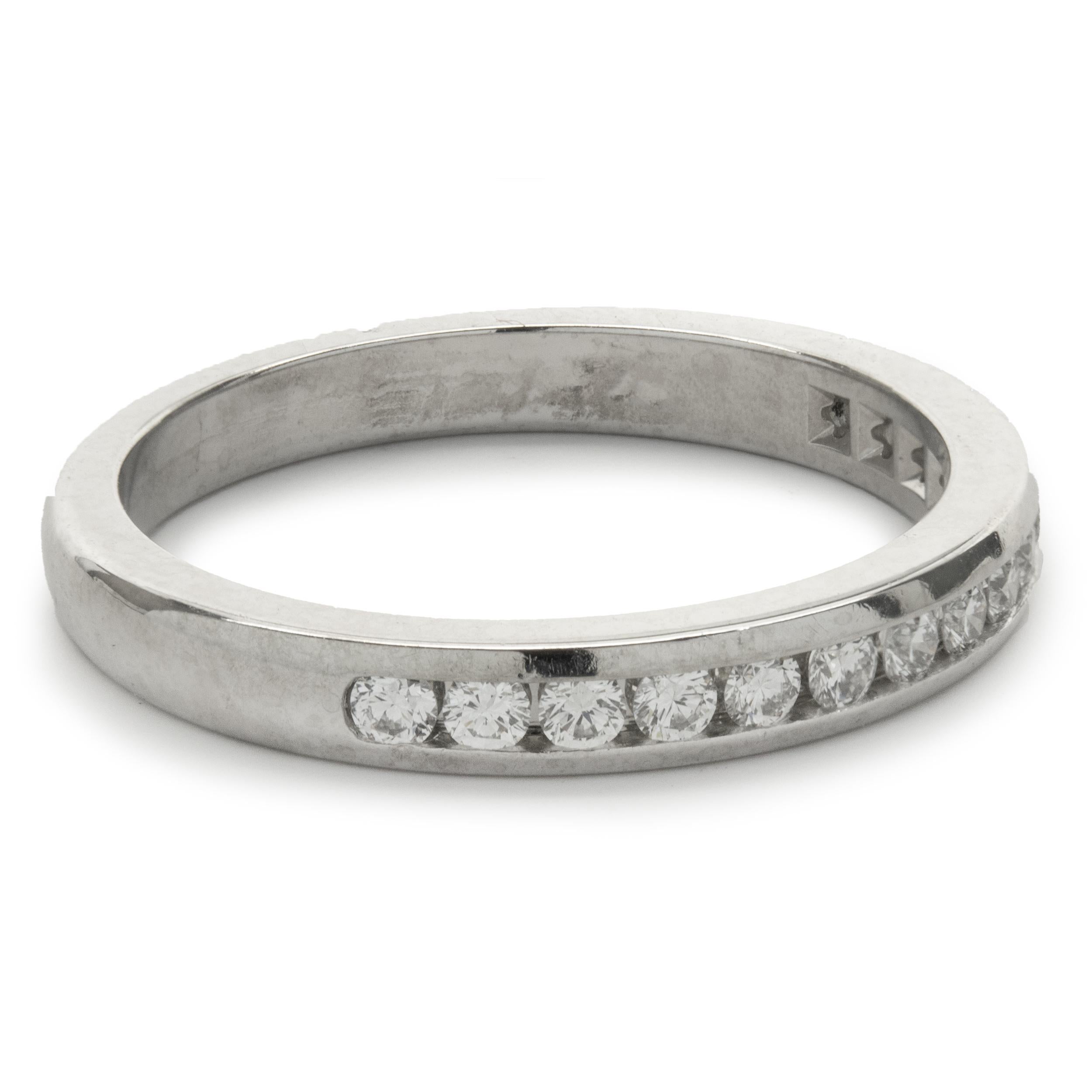 Round Cut Tiffany & Co. Platinum and 0.30cttw Round Diamond Semi-Eternity Band For Sale