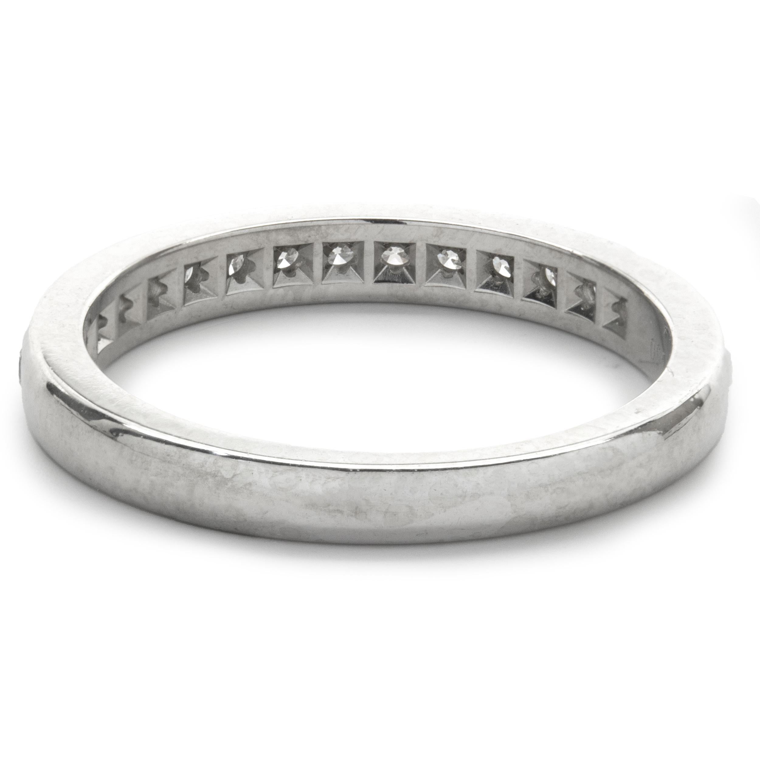 Tiffany & Co. Platinum and 0.30cttw Round Diamond Semi-Eternity Band In Excellent Condition For Sale In Scottsdale, AZ