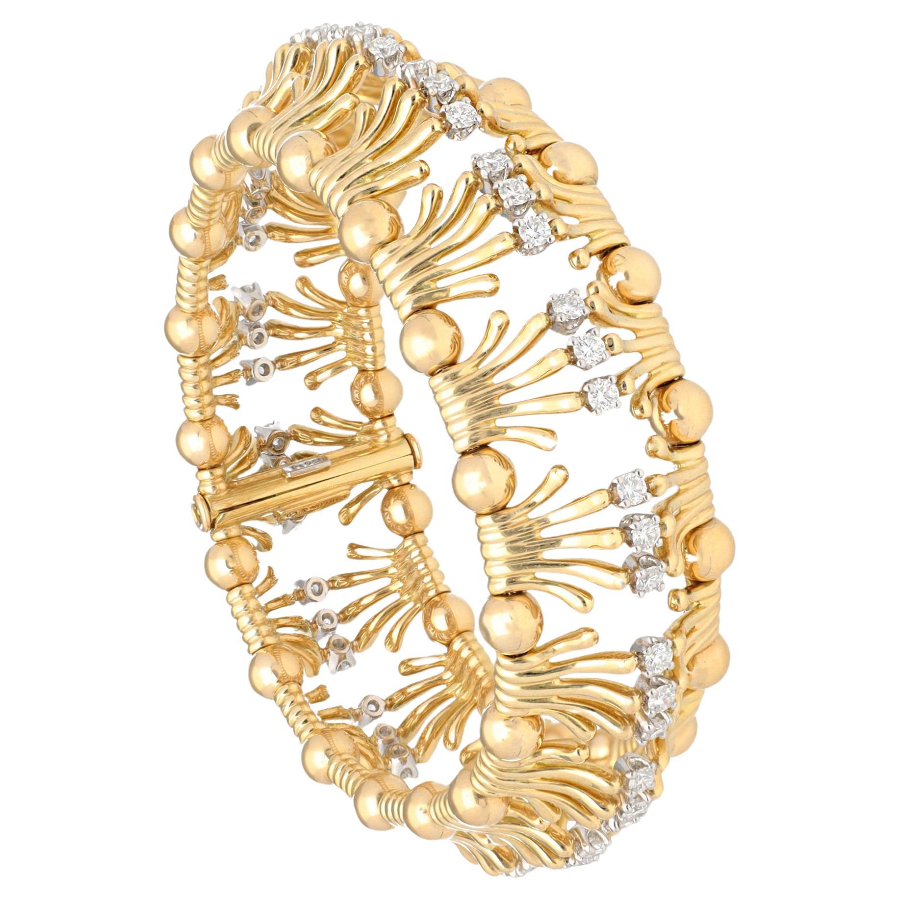 Tiffany & Co. Platinum and 18K, diamond "Hands" Jean Schlumberger bracelet For Sale