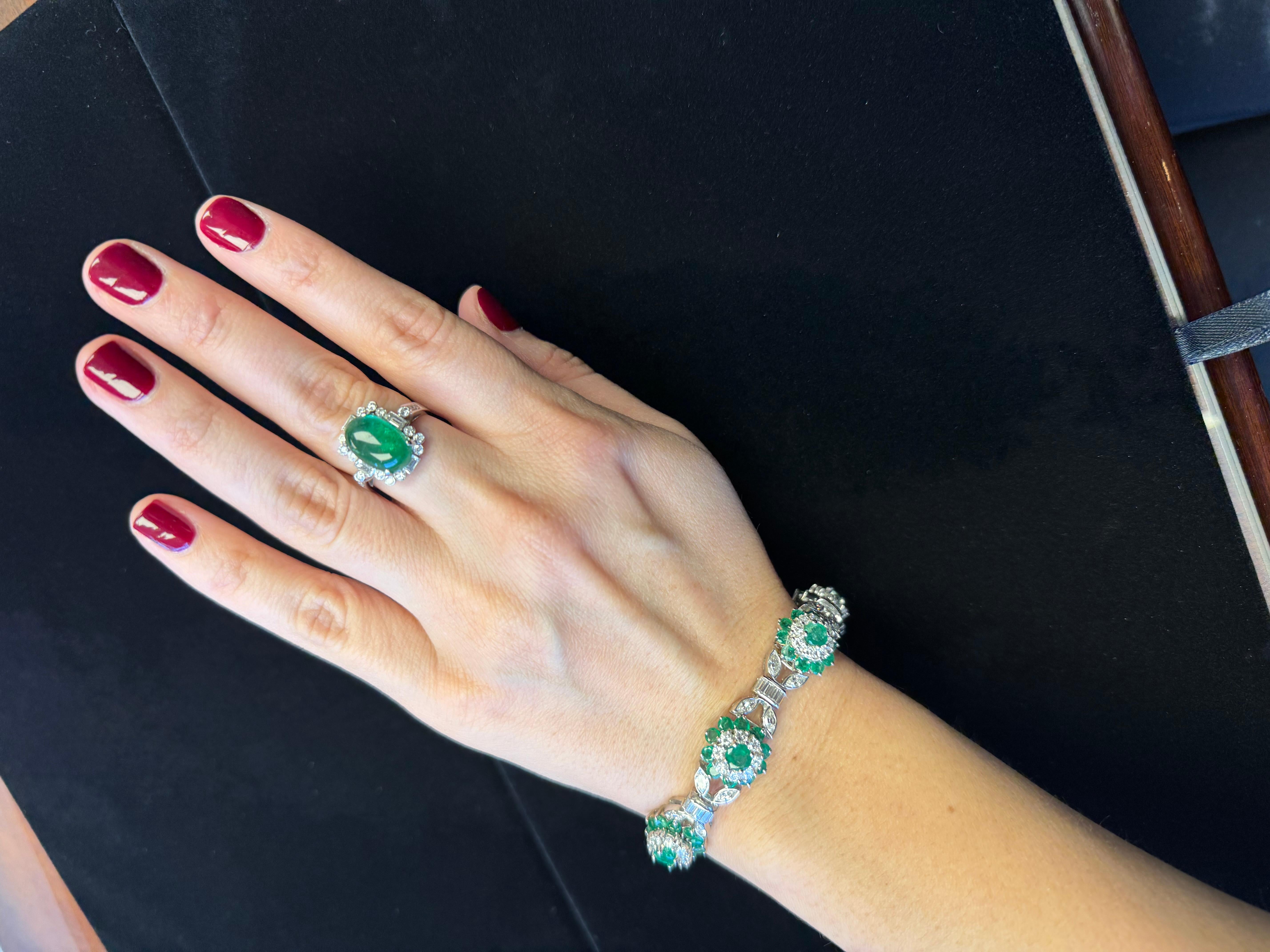 Pulsera Tiffany de esmeraldas y diamantes en platino y oro blanco de 18 quilates en venta 8
