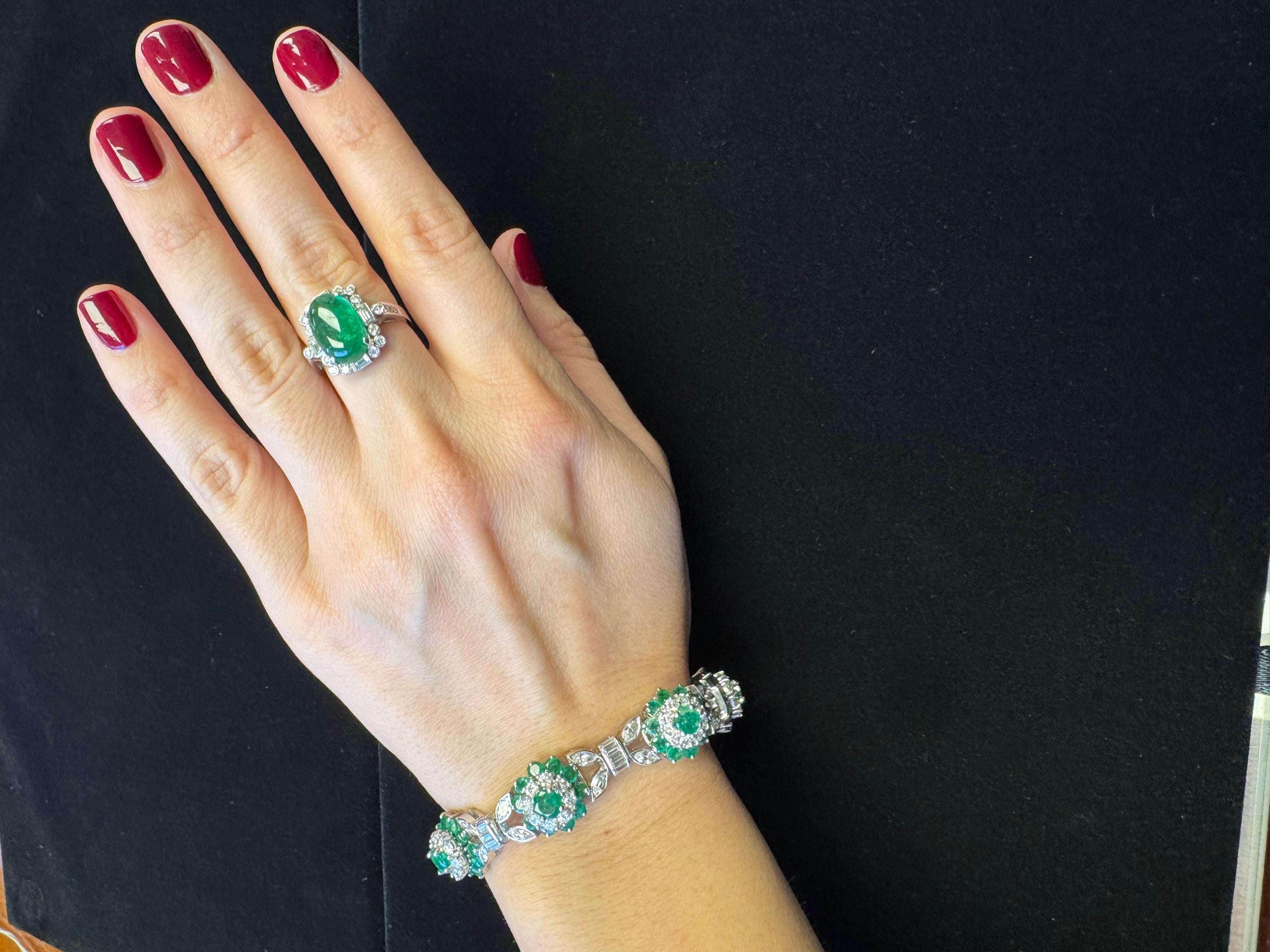 Pulsera Tiffany de esmeraldas y diamantes en platino y oro blanco de 18 quilates en venta 10