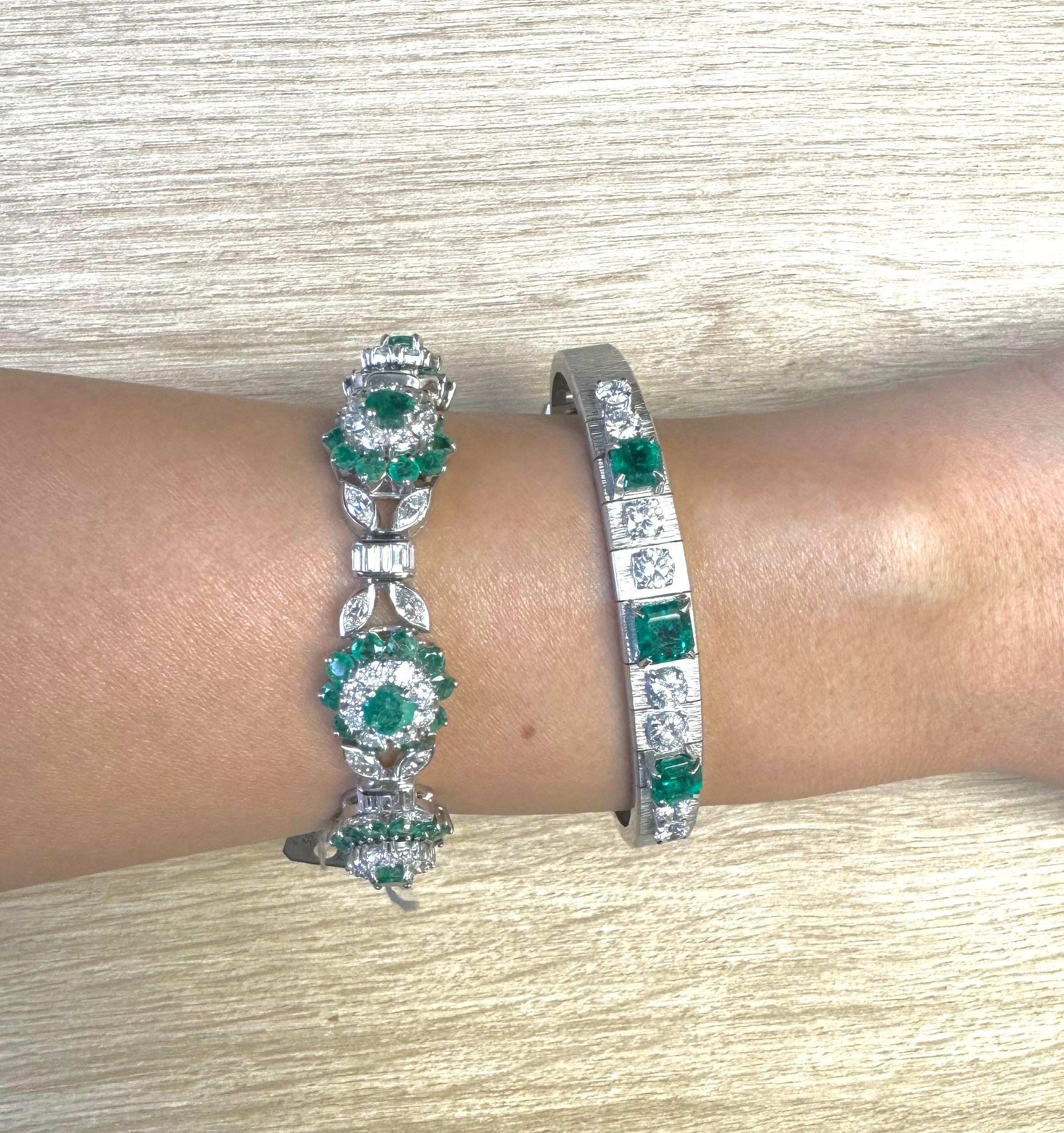 Pulsera Tiffany de esmeraldas y diamantes en platino y oro blanco de 18 quilates en venta 11