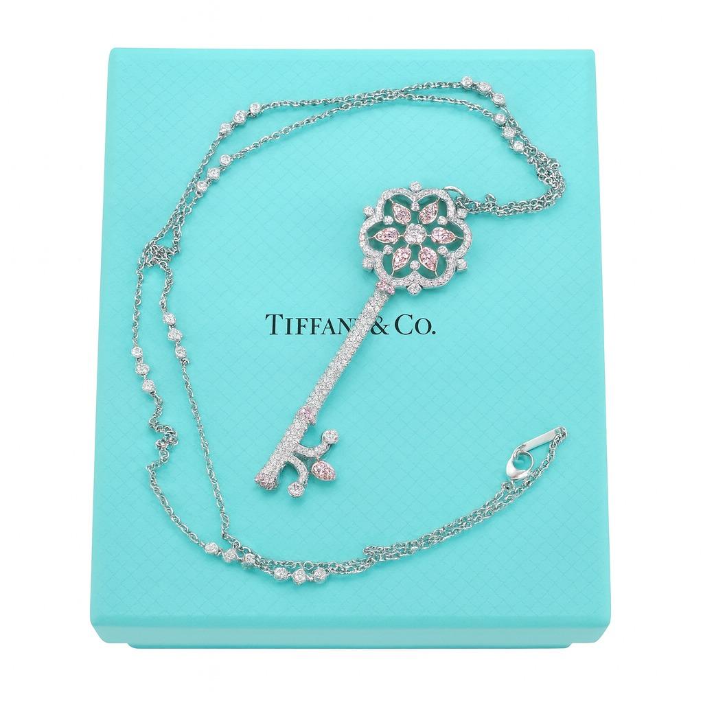 Tiffany & Co. Ciondolo in platino e oro rosa 18 carati con diamante rosa e bianco In condizioni ottime in vendita a Chicago, IL