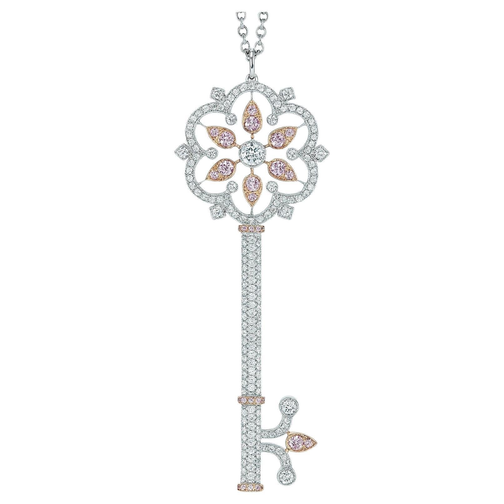 Tiffany & Co. Ciondolo in platino e oro rosa 18 carati con diamante rosa e bianco