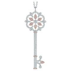 Tiffany & Co. Platinum and 18K Rose Gold Pink and White Diamond Pendant