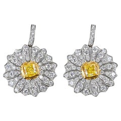 Tiffany & Co. Platinum and 18K Yellow Gold Fancy Intense Yellow Diamond Earrings