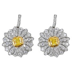 Tiffany & Co. Platinum and 18K Yellow Gold Fancy Intense Yellow Diamond Earrings