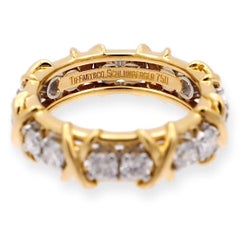 Tiffany & Co. Platinum and 18KY Gold Schlumberger 16 Stone Diamond X Ring Size 6