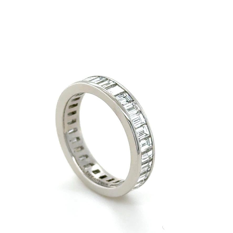 Emerald Cut Tiffany & Co., Platinum and 3.00 Carat Baguette Cut Diamond Band For Sale